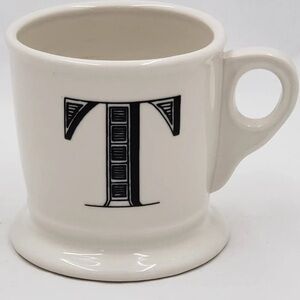 Anthropologie Monogrammed White Ceramic Mug “T”